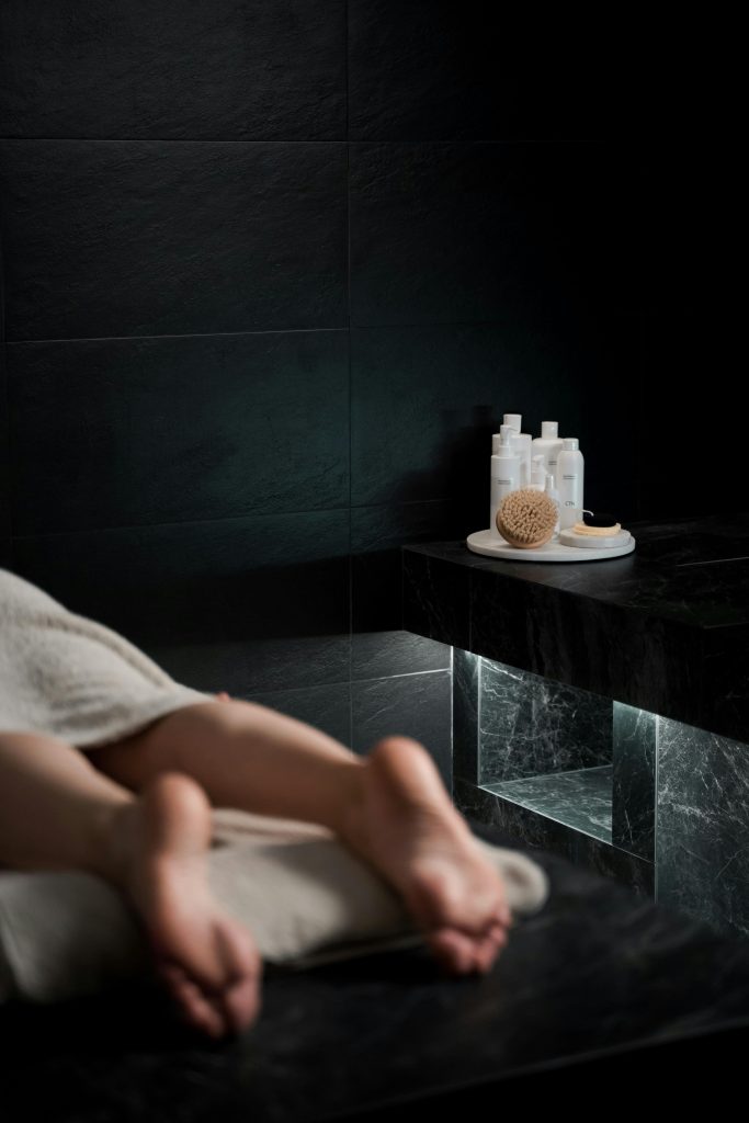 Tranquil spa room with relaxation products and serene ambiance.